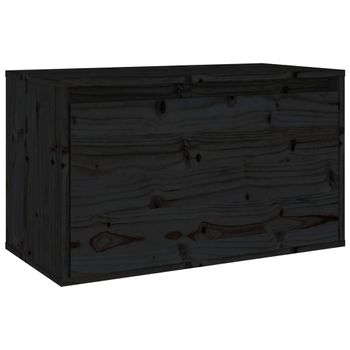 Armario De Pared Madera Maciza De Pino Negro 60x30x35 Cm Vidaxl