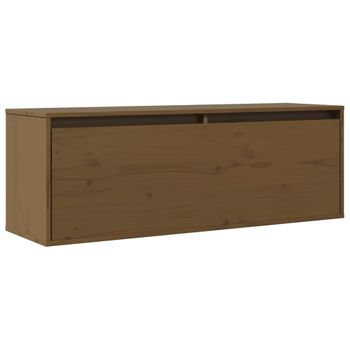 Armario De Pared Madera Maciza De Pino Marrón Miel 100x30x35 Cm Vidaxl