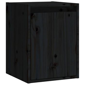 Armario De Pared De Madera Maciza De Pino Negro 30x30x40 Cm Vidaxl