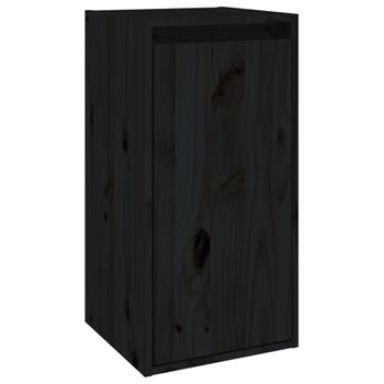 Armario De Pared De Madera Maciza De Pino Negro 30x30x60 Cm Vidaxl