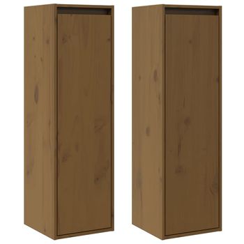 Armarios De Pared 2 Uds Madera De Pino Marrón Miel 30x30x100 Cm Vidaxl