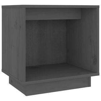 Mesita De Noche De Madera Maciza De Pino Gris 40x30x40 Cm Vidaxl