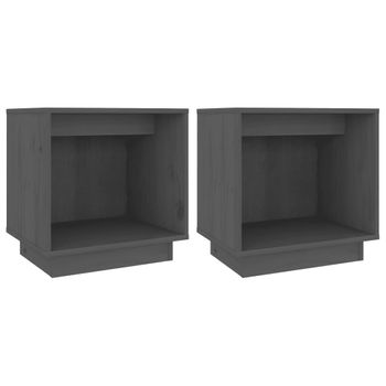 Mesitas De Noche 2 Uds Madera Maciza De Pino Gris 40x30x40 Cm Vidaxl