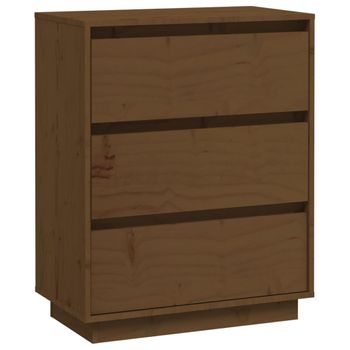 Aparador De Madera Maciza De Pino Marrón Miel 60x34x75 Cm Vidaxl