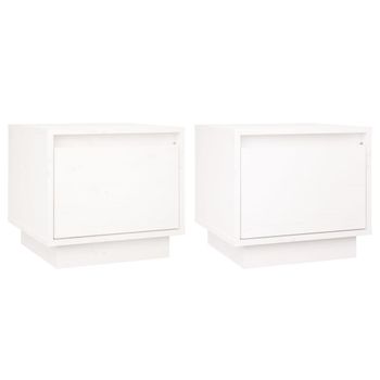 Mesitas De Noche 2 Uds Madera Maciza De Pino Blanco 35x34x32 Cm Vidaxl