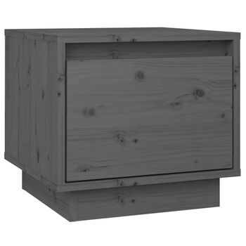 Mesita De Noche Madera Maciza De Pino Gris 35x34x32 Cm Vidaxl