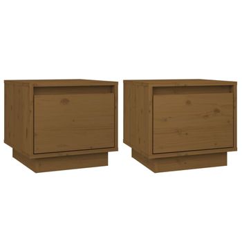 Mesitas De Noche 2 Uds Madera De Pino Marrón Miel 35x34x32 Cm Vidaxl