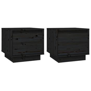 Mesitas De Noche 2 Uds Madera Maciza De Pino Negro 35x34x32 Cm Vidaxl