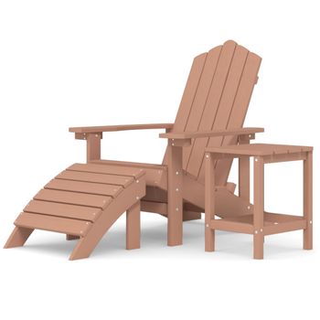 Silla De Jardã­n Adirondack Con Reposapiã©s Y Mesa Hdpe Marrã³n Vidaxl