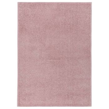 Alfombra rosa blanca algodón rectangular 60 x 90 cm pelo corto estampado  motivo nube habitación infantil