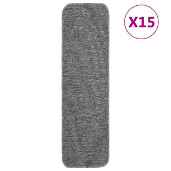 Alfombrillas De Escalera 15 Uds Gris Rectangular 75x20 Cm Vidaxl