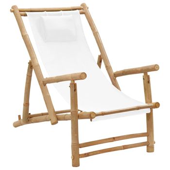 Silla mecedora de madera de bambú clara/blanco crema FRIGOLE