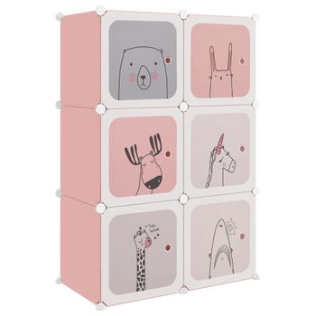 Estantería Infantil De Cubos Con 6 Compartimentos Rosa Pp Vidaxl