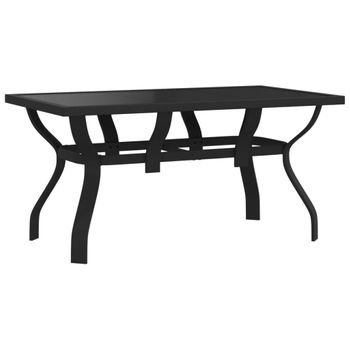 Mesa De Jardín Acero Y Vidrio Negra 140x70x70 Cm Vidaxl