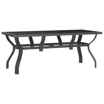 Mesa De Jardín Acero Y Vidrio Gris Y Negro 180x80x70 Cm Vidaxl