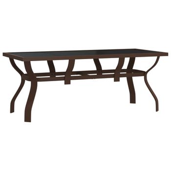 Mesa De Jardín Acero Y Vidrio Marrón Y Negro 180x80x70 Cm Vidaxl