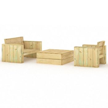 Set De Muebles De Jardín 3 Pzas Madera Maciza Pino Impregnada Vidaxl