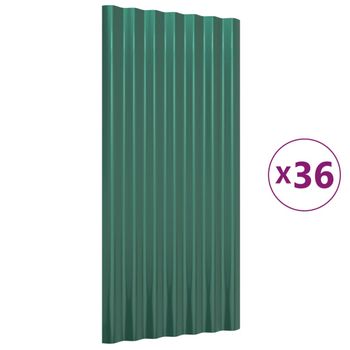 Paneles De Tejado 36 Unidades Acero Recubierto Verde 80x36 Cm Vidaxl