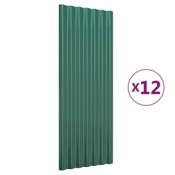 Paneles De Tejado 12 Unidades Acero Recubierto Verde 100x36 Cm Vidaxl