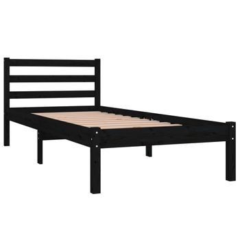 Estructura De Cama Madera Maciza De Pino Negro 75x190 Cm Vidaxl