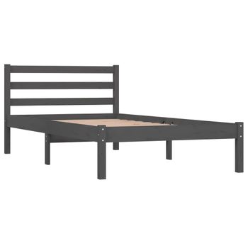 Estructura De Cama Madera Maciza De Pino Gris 90x190 Cm Vidaxl