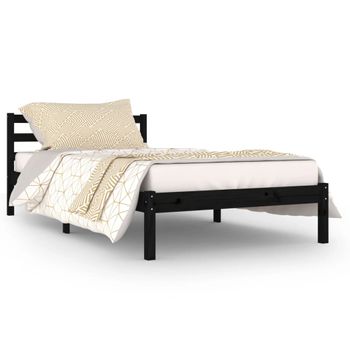 Estructura De Cama Madera Maciza De Pino 100x200 Cm Negro Vidaxl