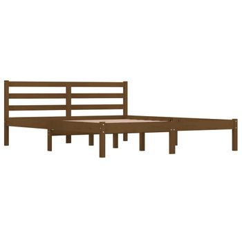 Estructura De Cama Madera Maciza De Pino Marrón Miel 150x200 Cm Vidaxl