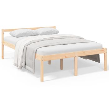 vidaXL Estructura de cama matrimonio madera maciza blanca 135x190 cm –  Bechester