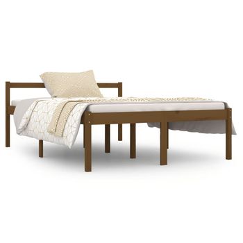 Cama Para Personas Mayores Madera Maciza Pino Marrón 135x190 Cm Vidaxl