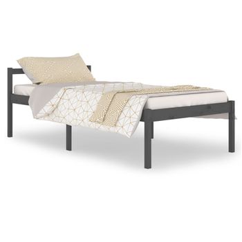 Cama Para Personas Mayores Madera Maciza Pino Gris 100x200 Cm Vidaxl