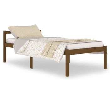 Cama Personas Mayores Madera Maciza Pino Marrón Miel 100x200 Cm Vidaxl