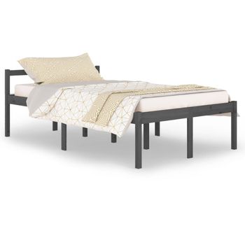 Cama Para Personas Mayores Madera Maciza Pino Gris 120x200 Cm Vidaxl