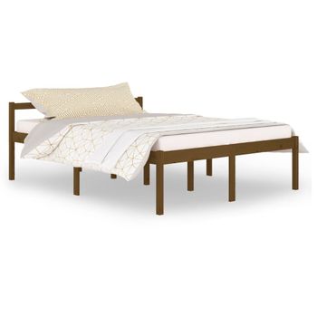 Cama Personas Mayores Madera Maciza Pino Marrón Miel 150x200 Cm Vidaxl