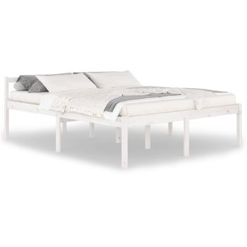 Cama Para Personas Mayores Madera Maciza Pino Blanca 160x200 Cm Vidaxl