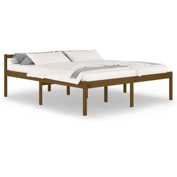 Cama Personas Mayores Madera Maciza Pino Marrón Miel 180x200 Cm Vidaxl