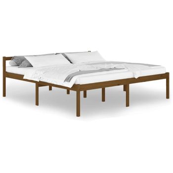 Cama Personas Mayores Madera Maciza Pino Marrón Miel 200x200 Cm Vidaxl