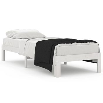 Estructura De Cama Madera Maciza Individual Blanco 75x190 Cm Vidaxl