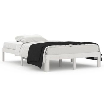 Estructura De Cama Doble Pequeña Madera Maciza Blanca 120x190cm Vidaxl