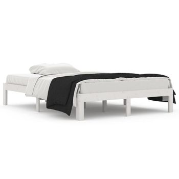 Estructura De Cama De Madera Maciza Blanca 135x190 Cm Vidaxl