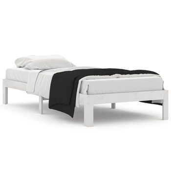 Estructura De Cama Madera Maciza De Pino Blanco 90x200 Cm Vidaxl