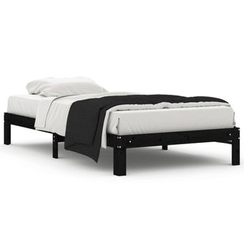 Estructura De Cama Madera Maciza De Pino Negra 100x200 Cm Vidaxl