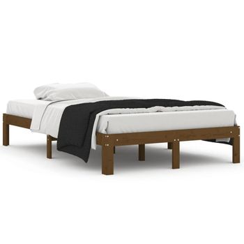 Estructura de cama matrimonio vidaXL madera maciza gris 135x190cm 22,95Kg,  Camas plegables, Los mejores precios