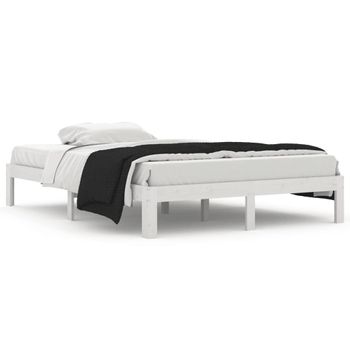 Estructura De Cama Madera Maciza De Pino Blanca 140x200 Cm Vidaxl