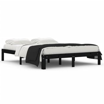 Estructura De Cama Madera Maciza Negra King Size 150x200 Cm Vidaxl