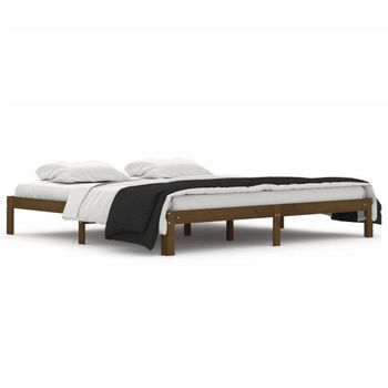 Estructura De Cama Madera Maciza De Pino Marrón Miel 200x200 Cm Vidaxl