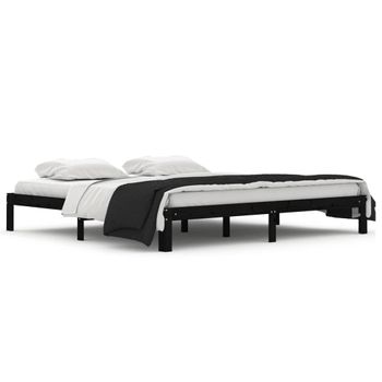 Estructura De Cama De Madera Maciza De Pino Negro 200x200 Cm Vidaxl