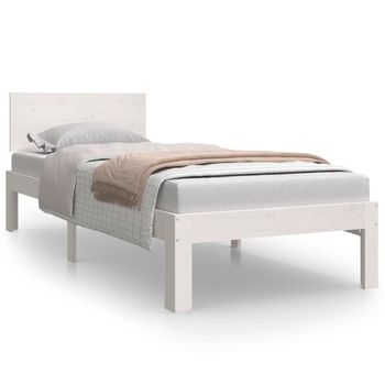 Estructura De Cama Madera Maciza Individual Blanco 75x190 Cm Vidaxl