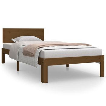 Estructura De Cama Madera Maciza Pino Marrón Miel 90x200 Cm Vidaxl