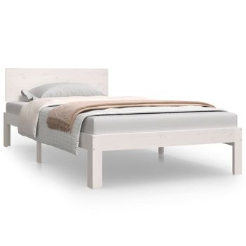 Estructura De Cama Madera Maciza De Pino Blanco 100x200 Cm Vidaxl