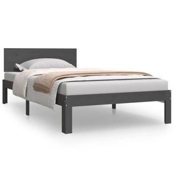 Estructura De Cama Madera Maciza De Pino Gris 100x200 Cm Vidaxl